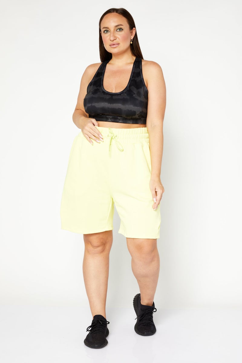 TRIBE OF 6 Women Embroidered Logo Basic  Shorts, Lime Green - Image 4